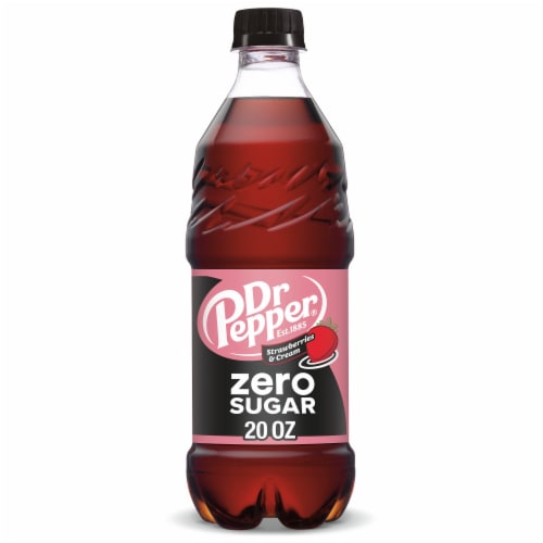 Dr Pepper Strawberries & Cream Zero Sugar Soda - Soft Cream Swirl, 20 fl oz Bottle