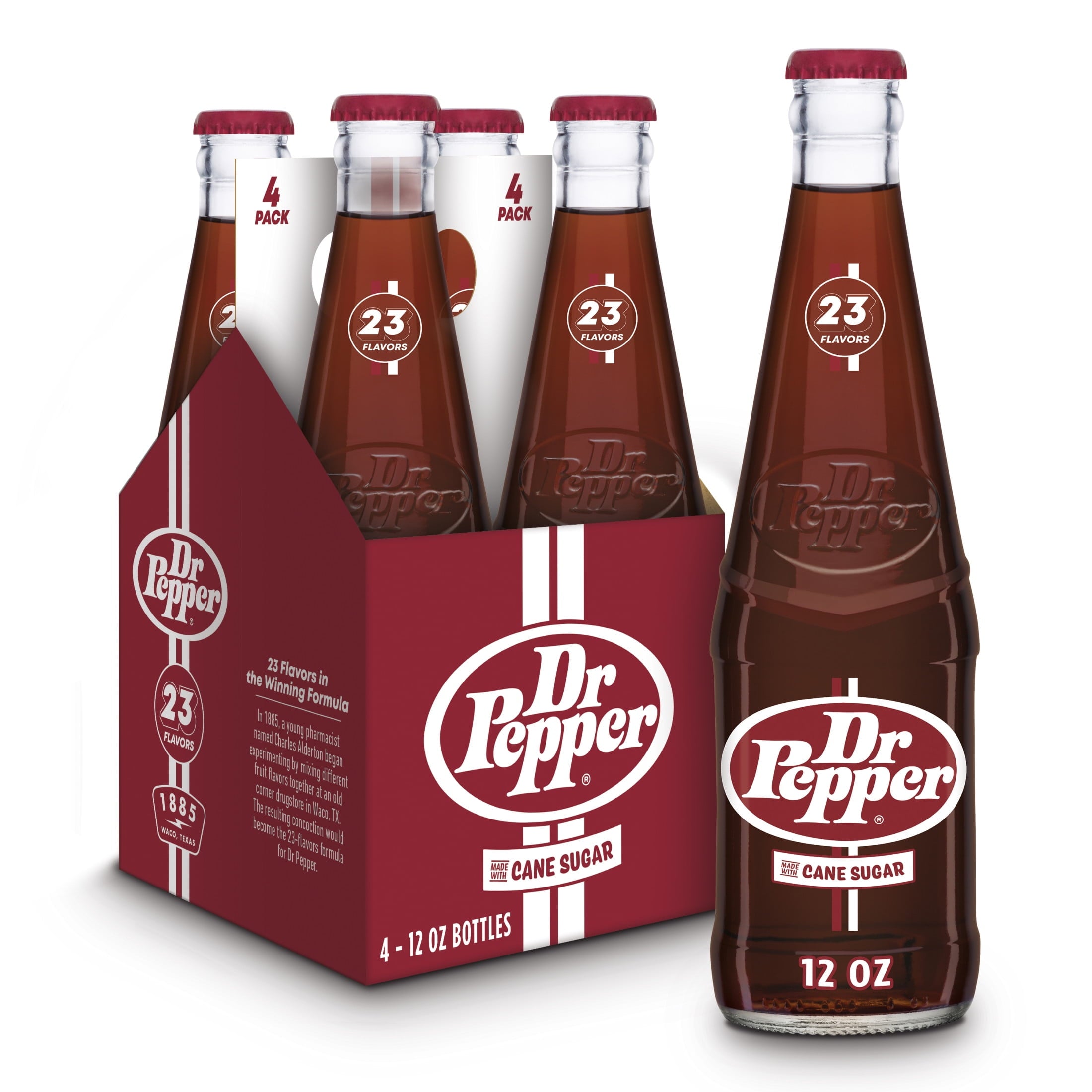 Dr Pepper Real Sugar Soda - Classic Sweet Sip, 12 fl oz Bottles, 4-Pack