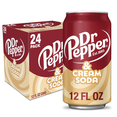 Dr Pepper & Cream Soda - Fresh Soda Pour, 12 fl oz Cans, 24-Pack