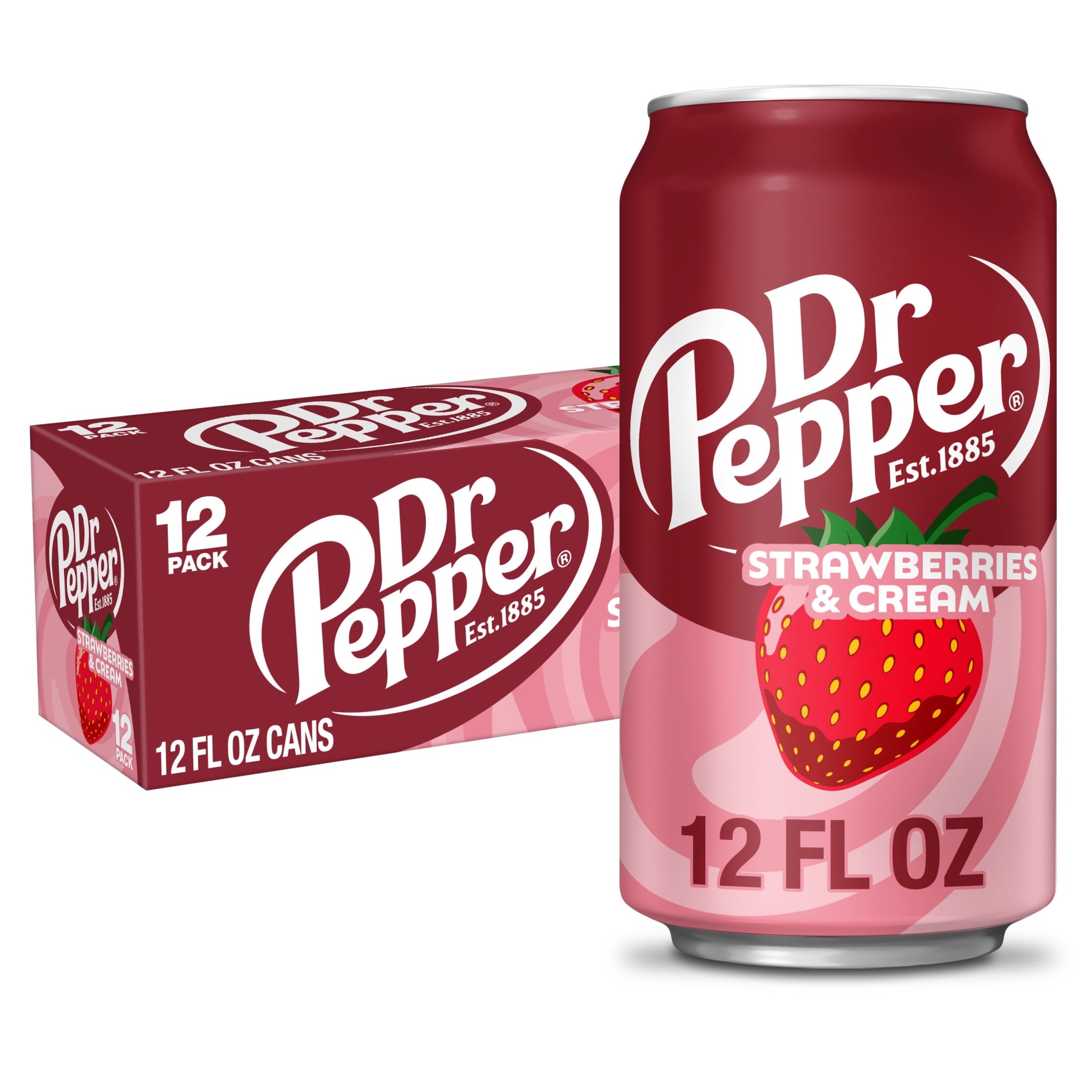 Dr Pepper Strawberries & Cream Soda - Cream Choice, 12 fl oz Cans, 12-Pack