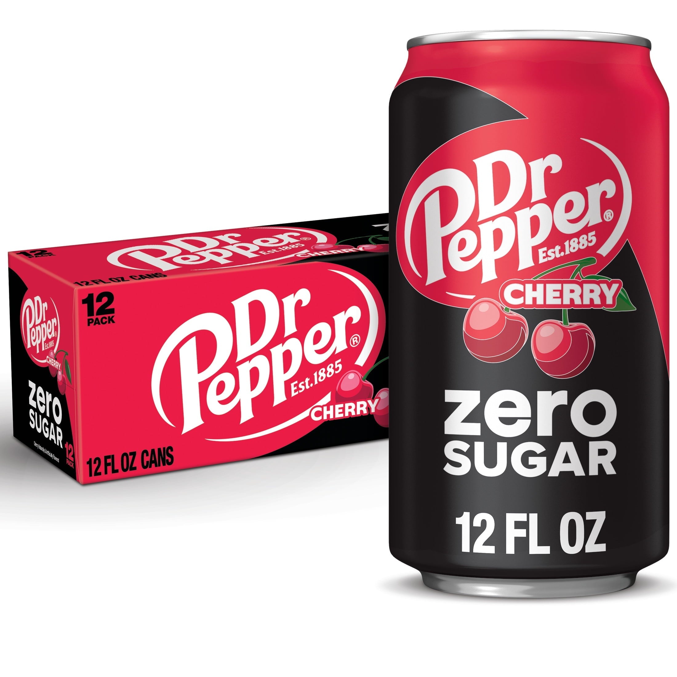 Dr Pepper Cherry Zero Sugar Soda - Classic Sip, 12 fl oz Cans, 12-Pack